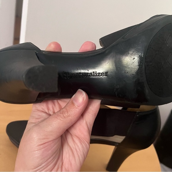 Naturalized Black High Heel Sandal Stretchy Strappy Pump 3.5 inch heel 10 - Picture 5 of 11